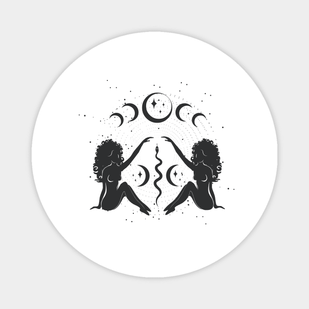 Sitting Sister Moon Goddess Magnet by studioaartanddesign